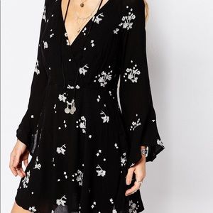 Free People Jasmine Boho Black & White Mini Dress